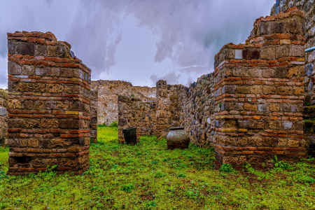 Pompei pots in the rain